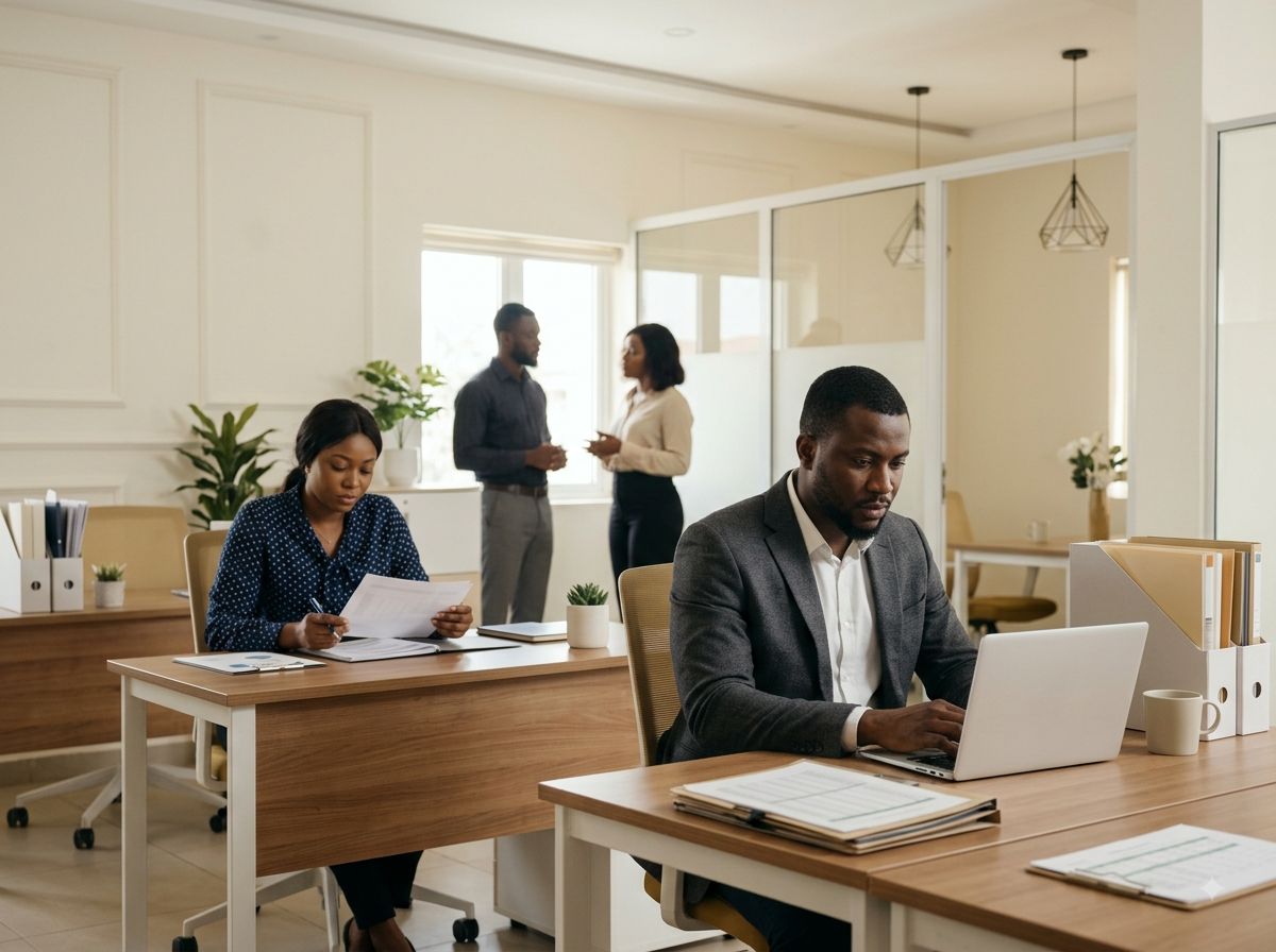 Service team working across an organised open floor