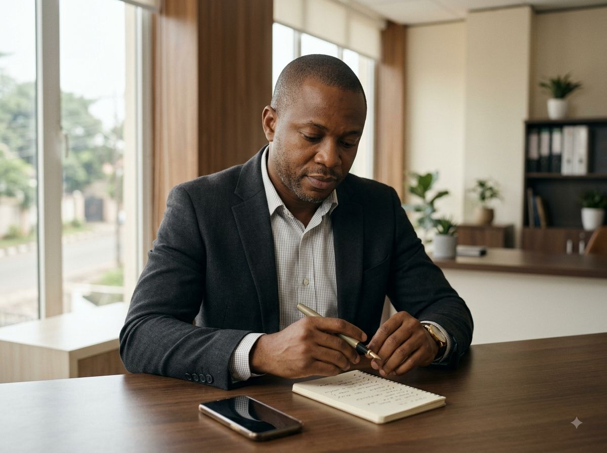 Founder writing a short prioritised list