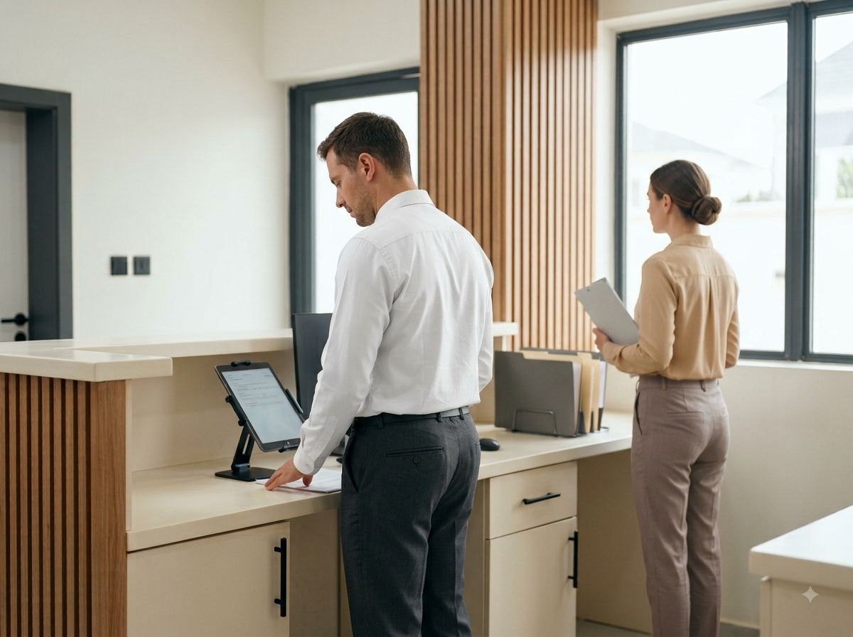 Clinic reception staff following a shared process