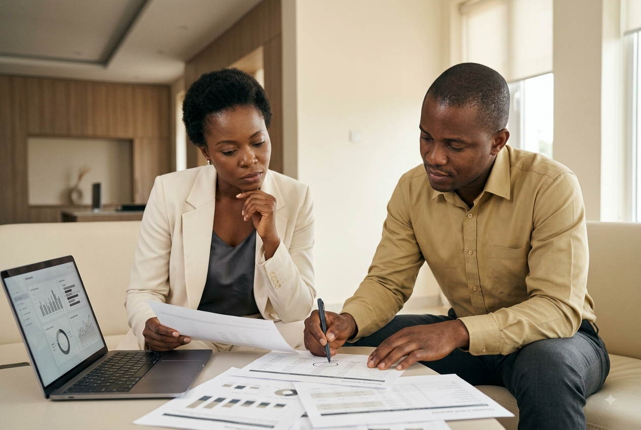 Reviewing a business performance dashboard